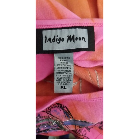 Indigo Moon Tunic Top Women's Sequin Beaded & Metallic Accents BOHO CHIC XL - Picture 6 of 7